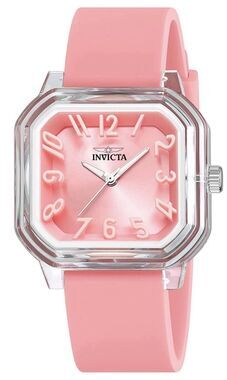 Invicta Celestial Lady 39mm Transparent Tone Case Pink Plastic Dial Pink Band